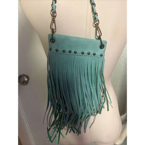 Aquamarine Nwt Leather Fringed Purse By Chic Bag Women’s Purse